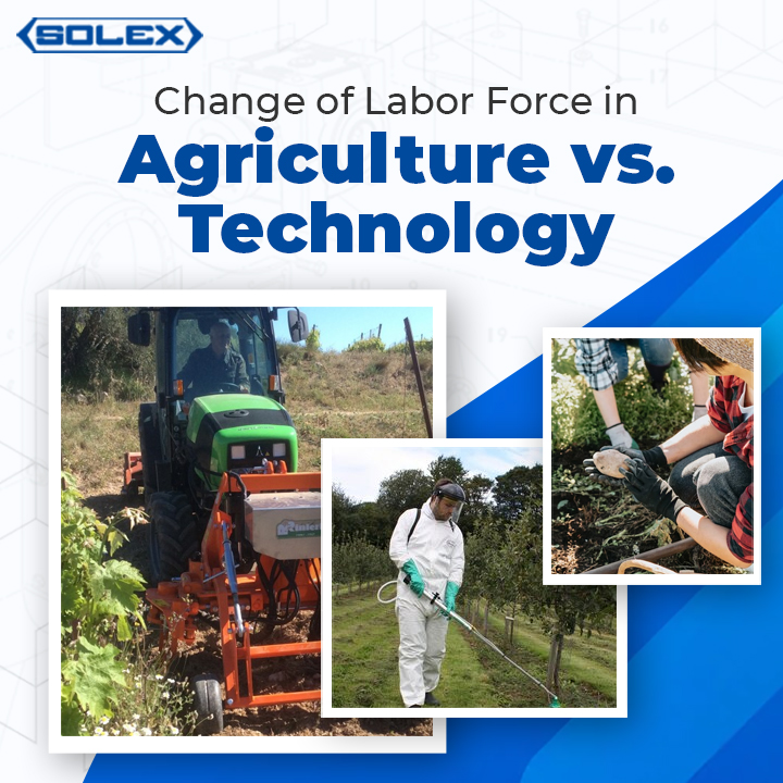 Change of Labor Force in Agriculture vs. Technology